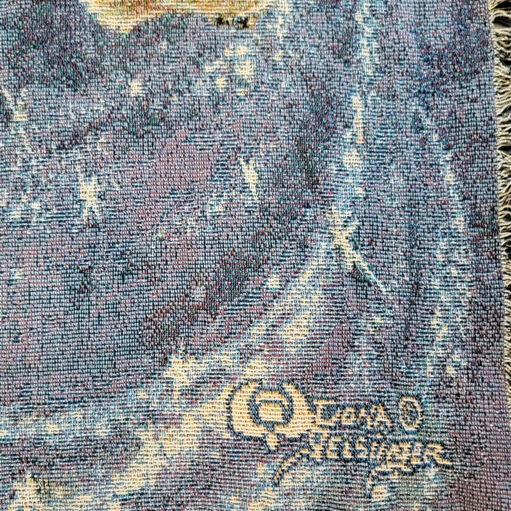 VTG Dona GelSinger Stardust Angel Tapestry Christmas Wall Hanging Blanket Throw